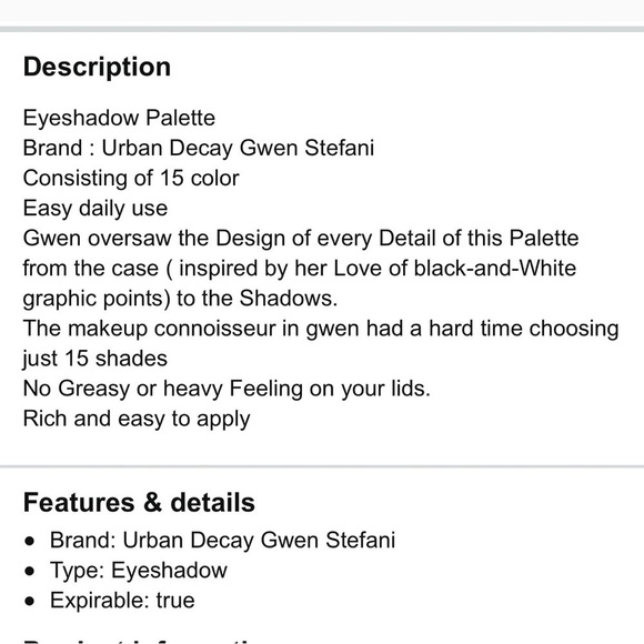 URBAN  DECAY UD X GWEN STEFANI EYESHADOW PALETTE - Picture 10 of 11